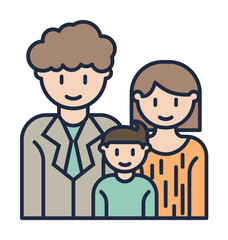 Obraz na płótnie Canvas parents with son cartoon icon. Element of family icon for mobile concept and web apps. Cartoon parents with son icon can be used for web and mobile on white background