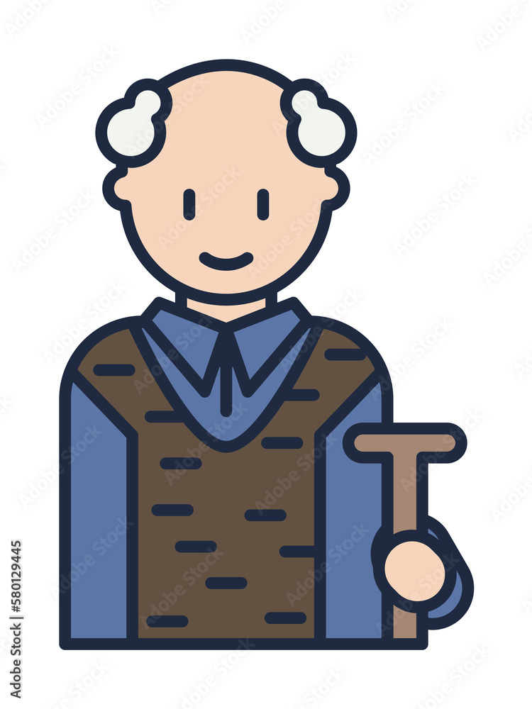 Poster grandfather in work cartoon icon. element of family icon for mobile concept and web apps. cartoon gr