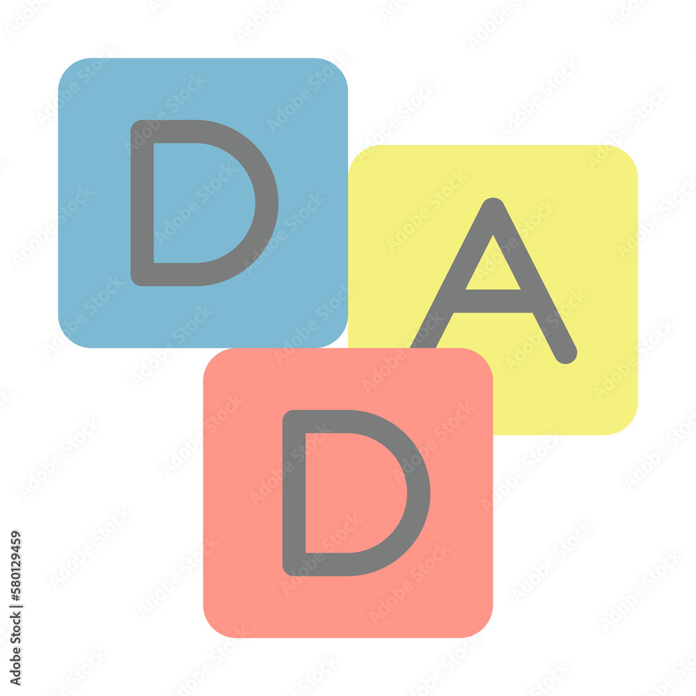 Poster abc block, dad icon. simple color elements of cultural activities icons for ui and ux, website or mo