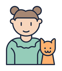 girl with cat cartoon icon. Element of family icon for mobile concept and web apps. Cartoon girl with cat icon can be used for web and mobile on white background
