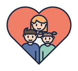 family in heart cartoon icon. Element of family icon for mobile concept and web apps. Cartoon family in heart icon can be used for web and mobile on white background