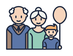 grandparents with grandson cartoon icon. Element of family icon for mobile concept and web apps. Cartoon grandparents with grandson icon can be used for web and mobile on white background