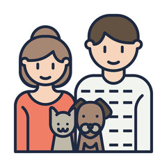 couple with pets cartoon icon. Element of family icon for mobile concept and web apps. Cartoon couple with pets icon can be used for web and mobile on white background