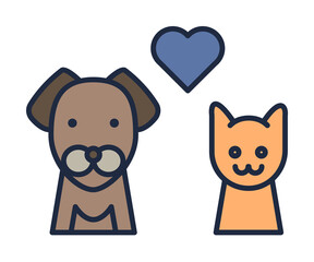 love cats and dogs cartoon icon. Element of family icon for mobile concept and web apps. Cartoon love cats and dogs icon can be used for web and mobile on white background