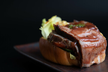 close up grilled meat burger