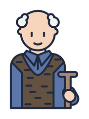 grandfather in work cartoon icon. Element of family icon for mobile concept and web apps. Cartoon grandfather in work icon can be used for web and mobile on white background