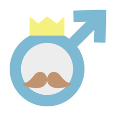 Male symbol, mustache, crown icon. Simple color elements of cultural activities icons for ui and ux, website or mobile application on white background