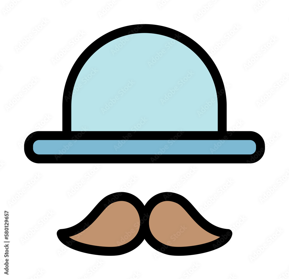 Poster mustache, hat icon. simple color with outline elements of cultural activities icons for ui and ux, w