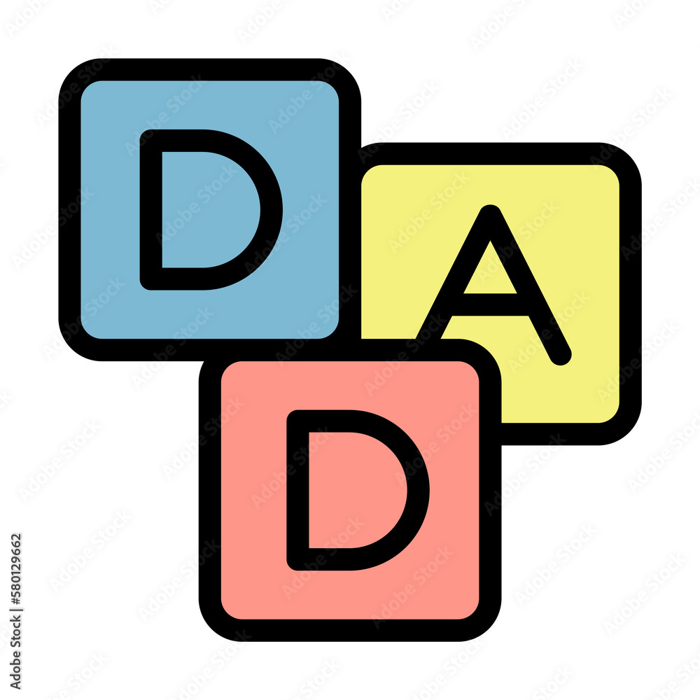 Poster abc block, dad icon. simple color with outline elements of cultural activities icons for ui and ux, 