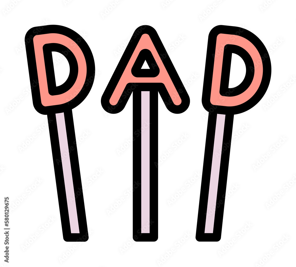 Poster dad, sticks icon. simple color with outline elements of cultural activities icons for ui and ux, web