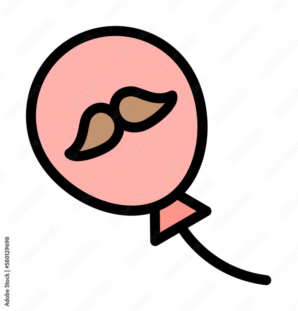 Poster balloon, mustache icon. simple color with outline elements of cultural activities icons for ui and u