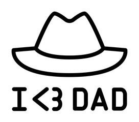 Hat, I love DAD icon. Simple line, outline elements of cultural activities icons for ui and ux, website or mobile application on white background