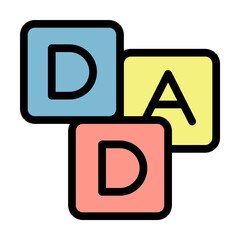 ABC Block, DAD icon. Simple color with outline elements of cultural activities icons for ui and ux, website or mobile application on white background
