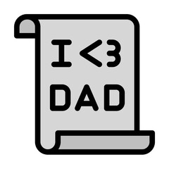Letter, I love DAD icon. Simple color with outline elements of cultural activities icons for ui and ux, website or mobile application on white background