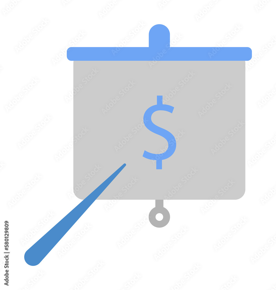 Sticker blackboard, money, presentation, sales report two color blue and gray icon on white background