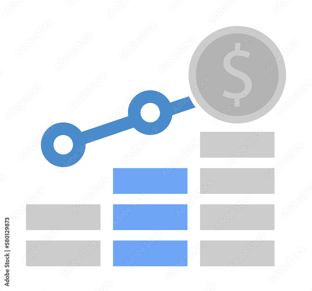 Poster Earnings, growth, income, money two color blue and gray icon on white background