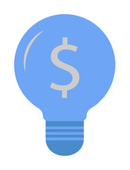 Bulb, idea, dollar, finance, money two color blue and gray icon on white background