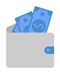 Coin, wallet, finance, money, banking two color blue and gray icon on white background