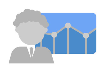 Diagram, graph, user, analysis, chart two color blue and gray icon on white background