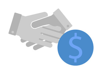 handshake, partnership, agreement, deal, finance, dollar two color blue and gray icon on white background