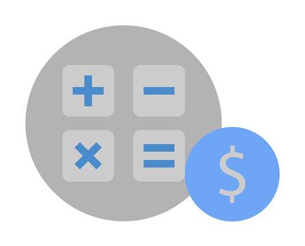 Business, calculation, calculator finance two color blue and gray icon on white background