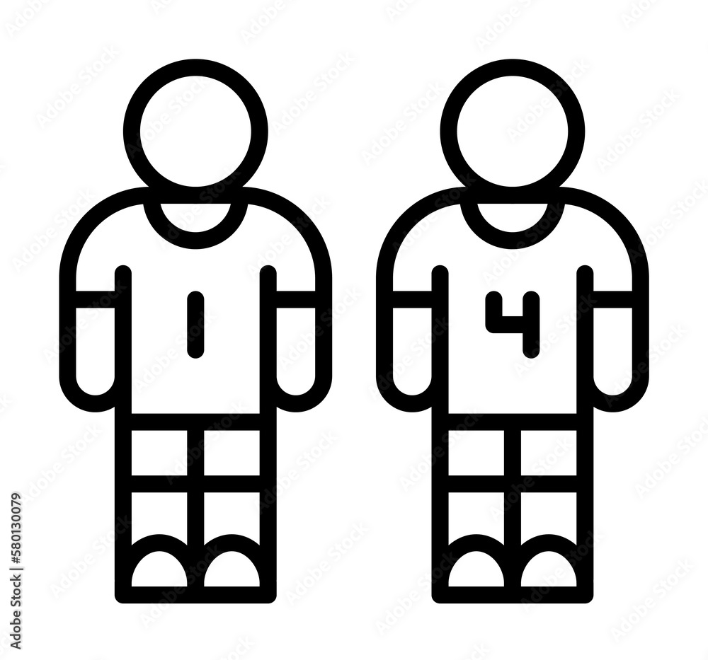 Poster football player icon. simple line, outline elements of soccer for ui and ux, website or mobile appli