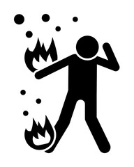 Man, fire, cry icon. Simple pictogram of human and fire icons for ui and ux, website or mobile application on white background
