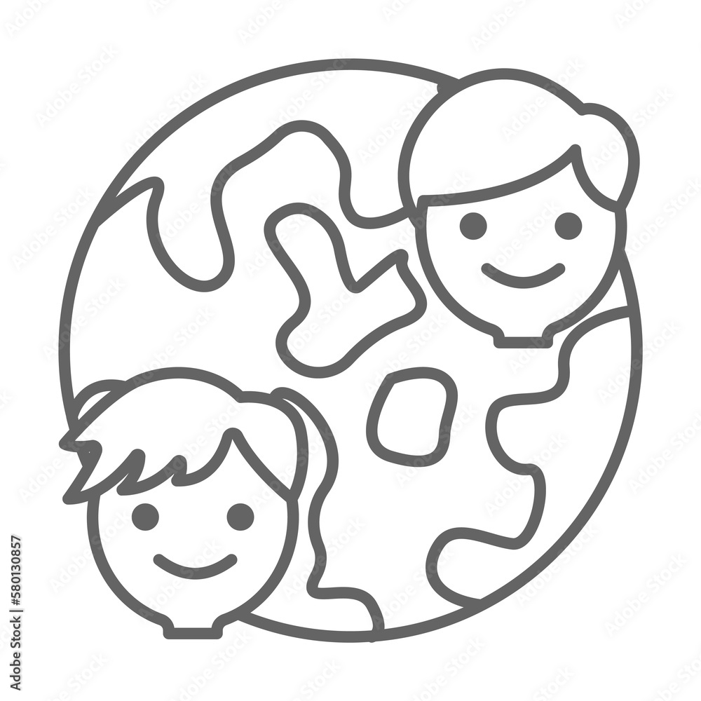 Poster globe, friends, internet icon. element of friendship icon. thin line icon for website design and dev