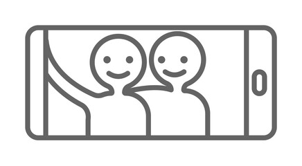 Selfie, friends, smartphone icon. Element of friendship icon. Thin line icon for website design and development, app development. Premium icon on white background