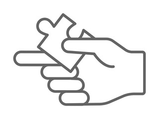 Puzzle, hand, friends icon. Element of friendship icon. Thin line icon for website design and development, app development. Premium icon on white background