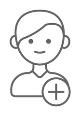 Add, new friend, boy icon. Element of friendship icon. Thin line icon for website design and development, app development. Premium icon on white background
