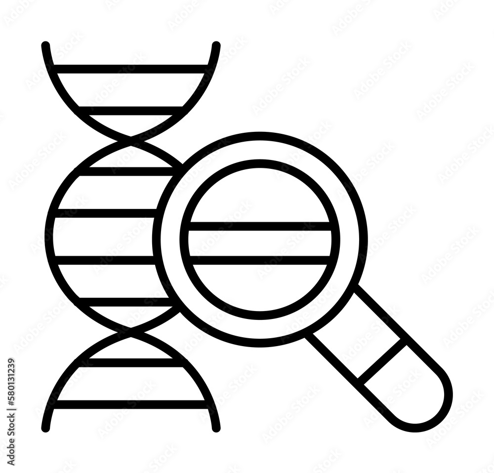 Poster dna, magnifier icon. simple line, outline of gene modification icons for ui and ux, website or mobil