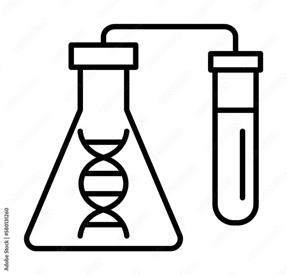 Aufkleber dna, flask icon. simple line, outline of gene modification icons for ui and ux, website or mobile ap
