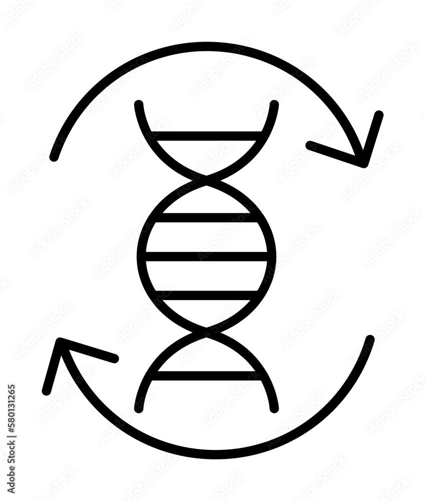 Poster dna, update icon. simple line, outline of gene modification icons for ui and ux, website or mobile a