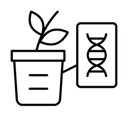 DNA, plant icon. Simple line, outline of gene modification icons for ui and ux, website or mobile application on white background