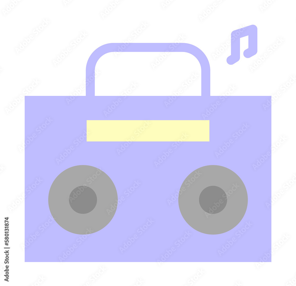Poster boom box, note icon. simple color elements of flower children icons for ui and ux, website or mobile