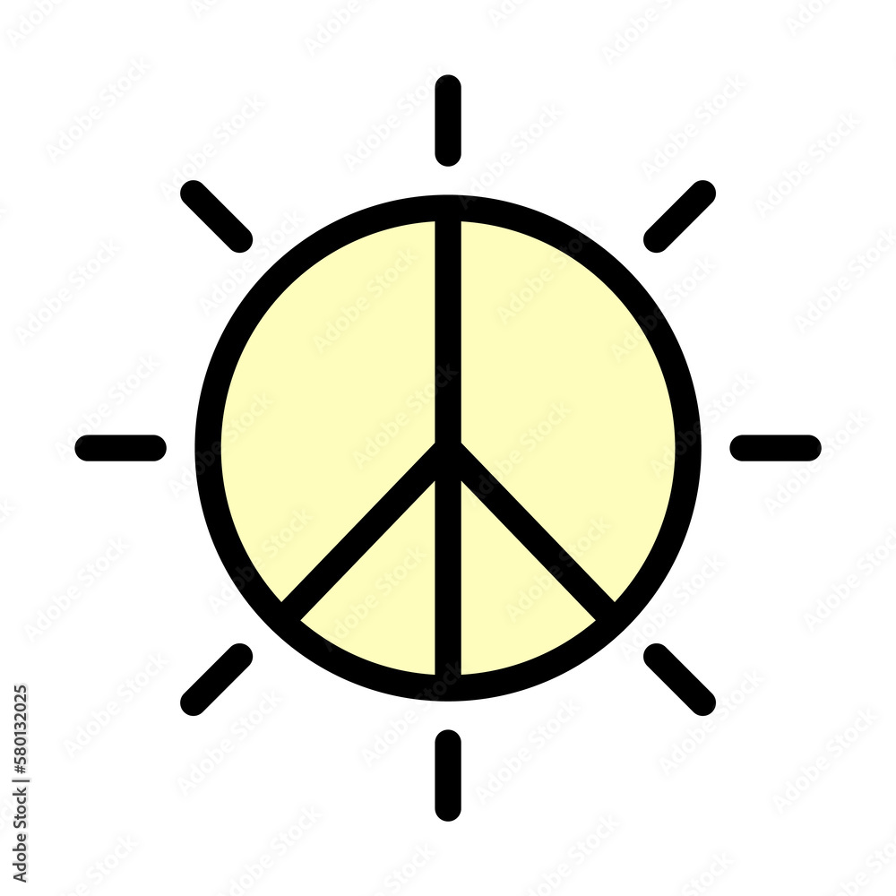 Poster sun, peace icon. simple color with outline elements of flower children icons for ui and ux, website 