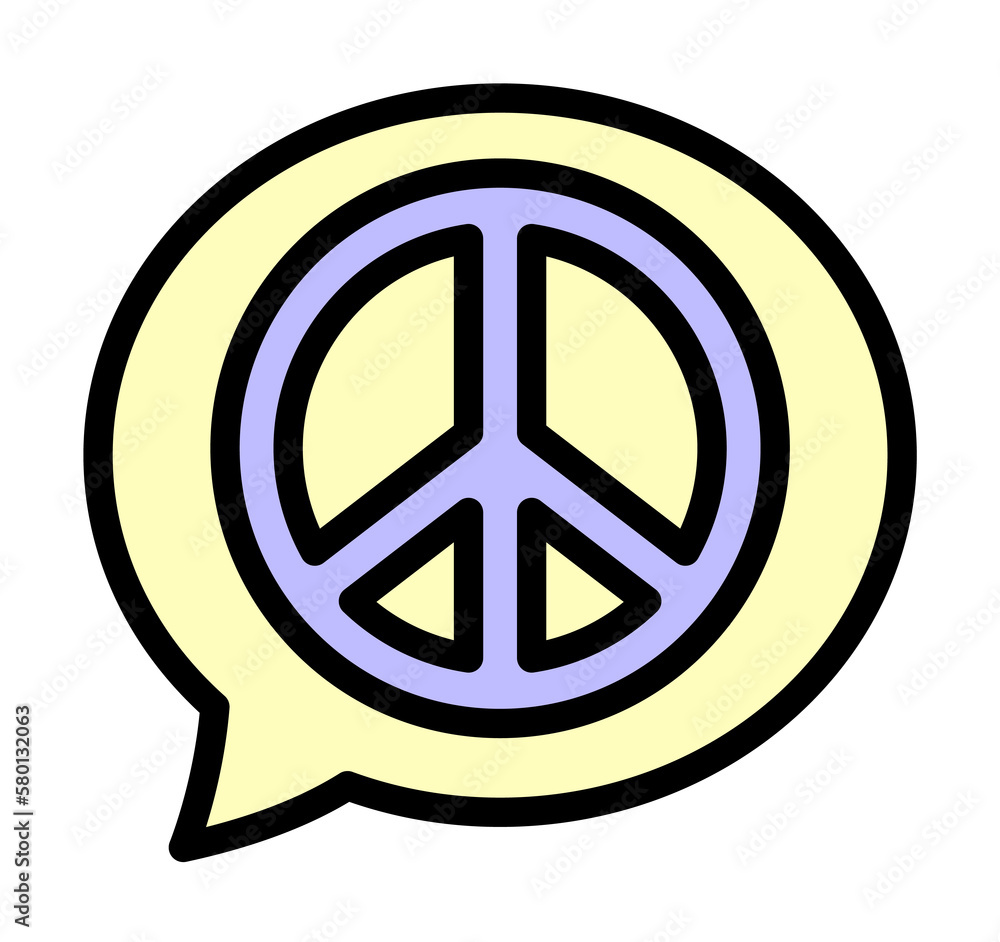 Poster chart, peace icon. simple color with outline elements of flower children icons for ui and ux, websit