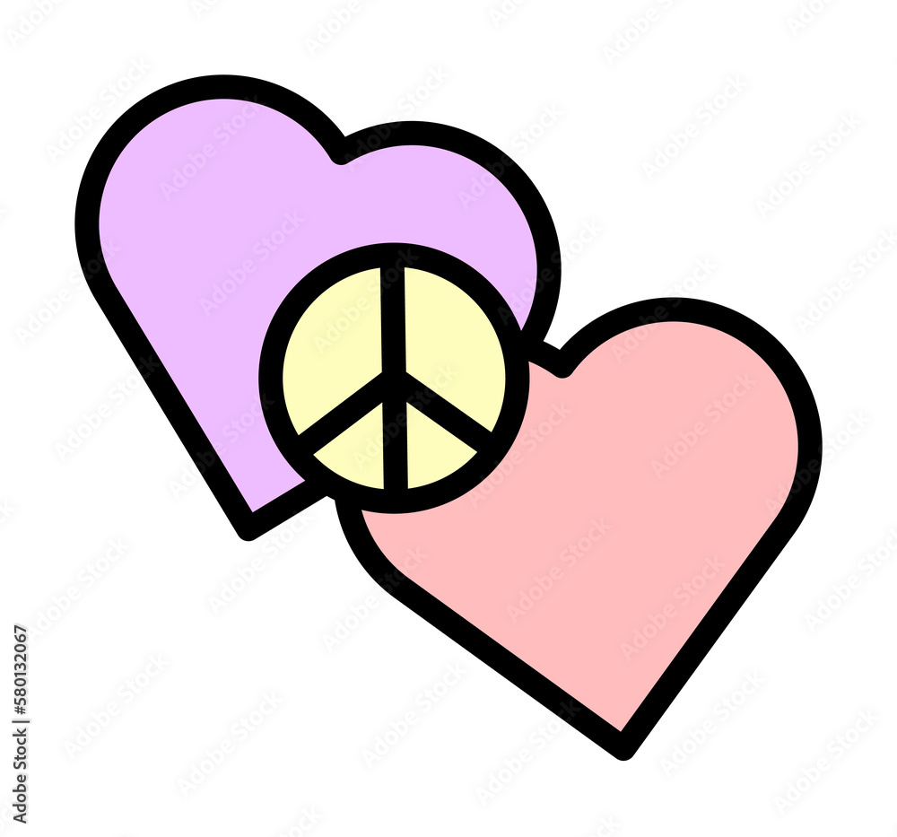 Poster heart, peace icon. simple color with outline elements of flower children icons for ui and ux, websit