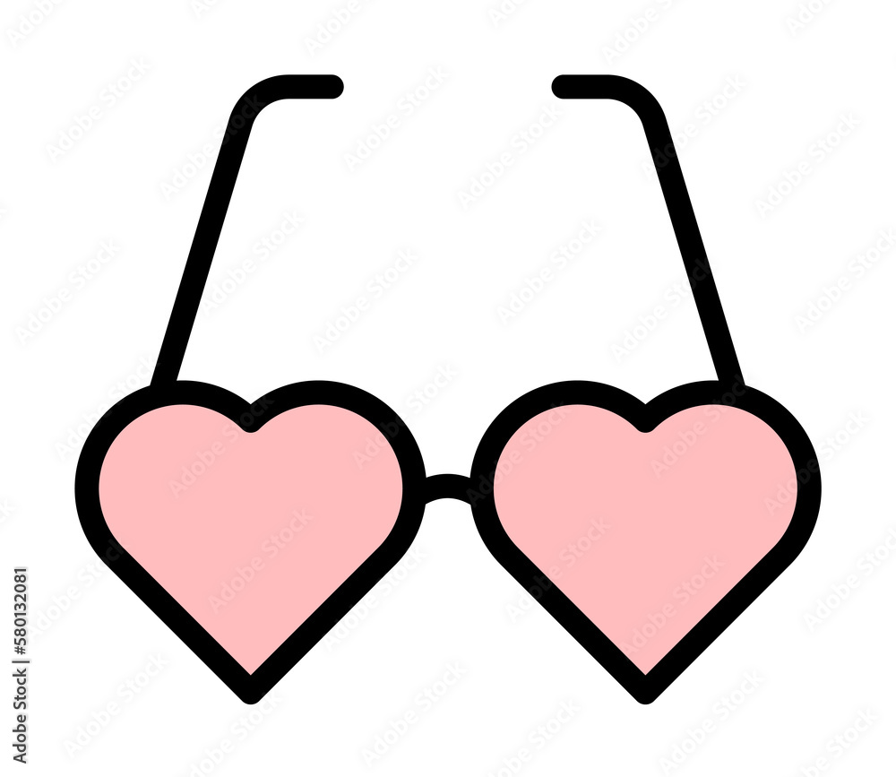 Poster heart, glasses icon. simple color with outline elements of flower children icons for ui and ux, webs