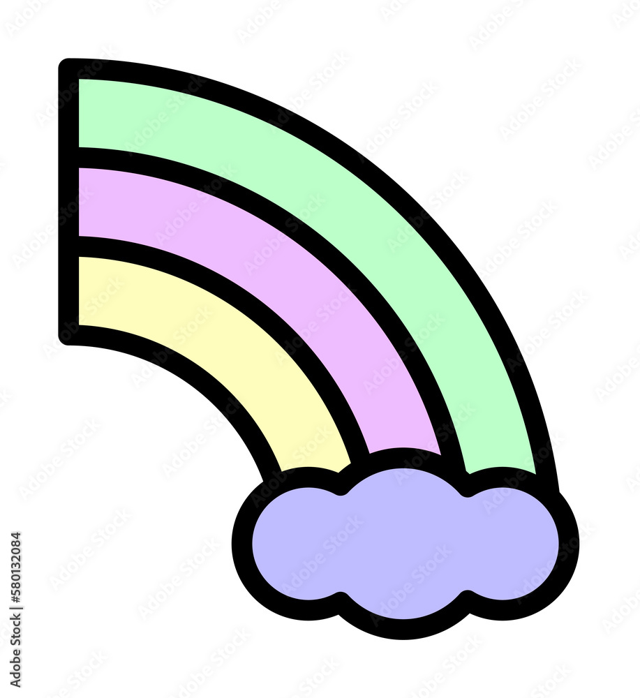 Aufkleber rainbow, cloud icon. simple color with outline elements of flower children icons for ui and ux, webs
