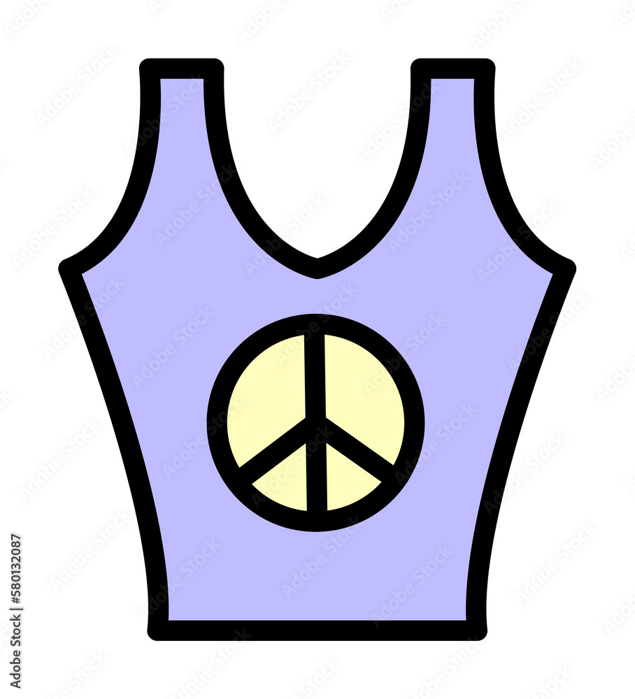 Poster t shit, peace icon. simple color with outline elements of flower children icons for ui and ux, websi