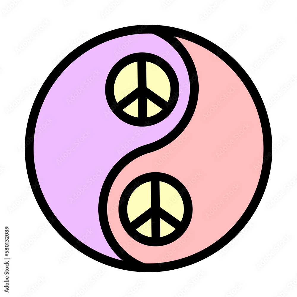 Poster peace, yin yang icon. simple color with outline elements of flower children icons for ui and ux, web