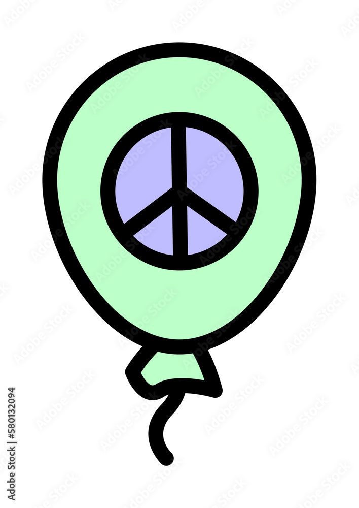 Poster balloon, peace icon. simple color with outline elements of flower children icons for ui and ux, webs