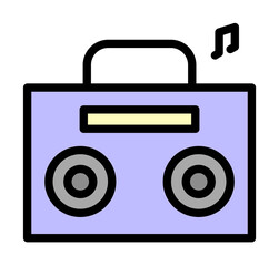 Boom box, note icon. Simple color with outline elements of flower children icons for ui and ux, website or mobile application on white background