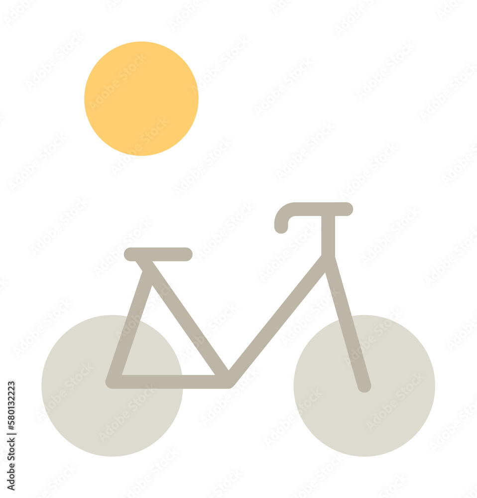 Poster bicycle, sun icon. simple color elements of hipster style icons for ui and ux, website or mobile app