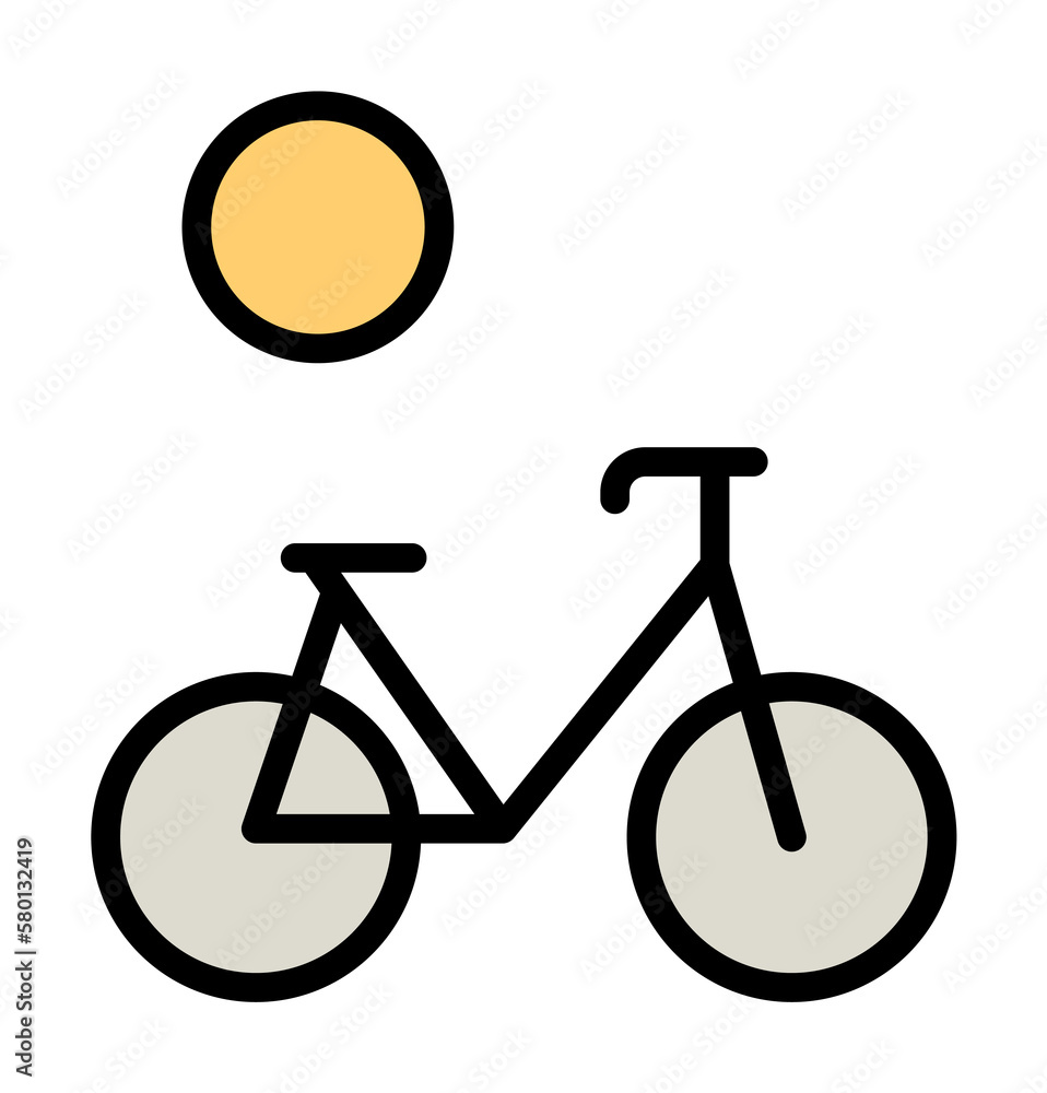 Poster bicycle, sun icon. simple color with outline elements of hipster style icons for ui and ux, website 