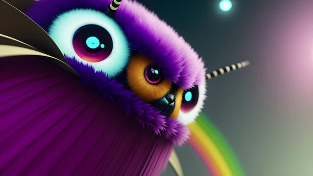 Shaggy hairy woolen cute spider, created with the help of artificial intelligence, AI generative.