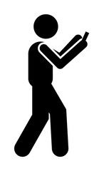 Man, walking, use phone icon. Element of human use phone. Premium quality graphic design icon. Signs and symbols collection icon for websites, web design, mobile app on white background