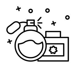 Perfume bottle scent beauty icon. Element of hygiene icon on white background
